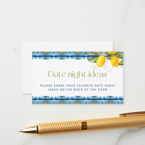 Lemons Italian Tiles Bridal Shower Date Night Enclosure Card