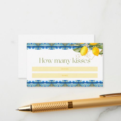 Lemons Italian Tiles Summer Bridal Shower Kisses Enclosure Card