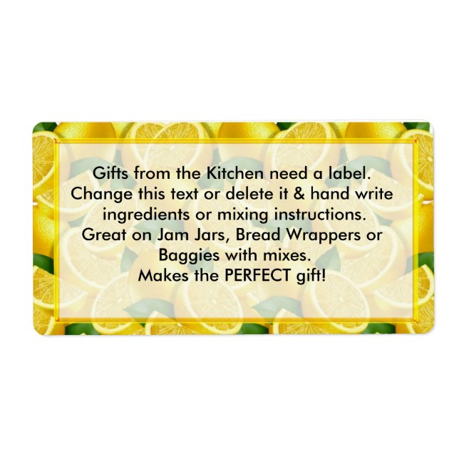 Lemons Labels Gifts from the Kitchen need labels (Front)