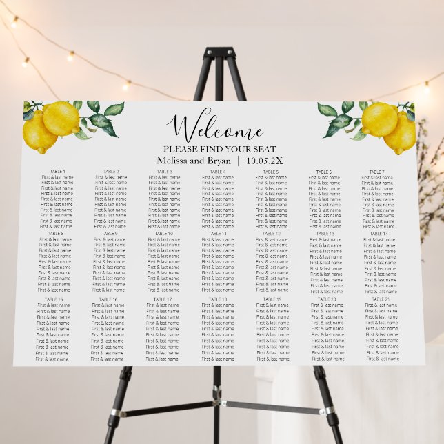Lemons Large Wedding Seating Chart Foam Board (In Situ (Stand))