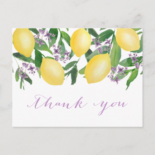 Lemons Lavender Bridal Shower Thank You Postcard (Front)