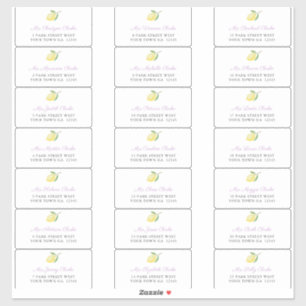 Lemons Lavender Charcoal Guest Envelope Address Sticker
