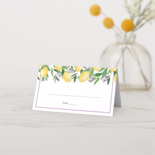 Lemons Lavender Yellow Wedding Party Place Card