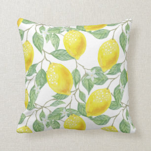 Lemons Leaves And Blossom Throw Pillow