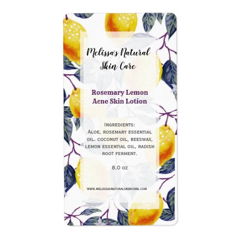 Lemons  Leaves Home Business Ingredient List Label