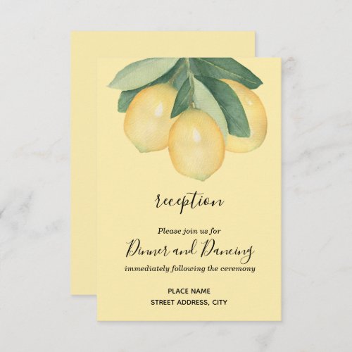 Lemons  Leaves Wedding Reception Enclosure Card