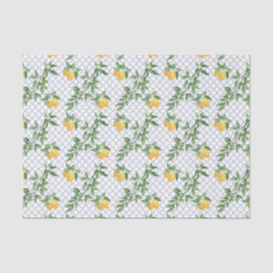 Lemons Leaves White Tiles Botanical Fruit Tissue Paper