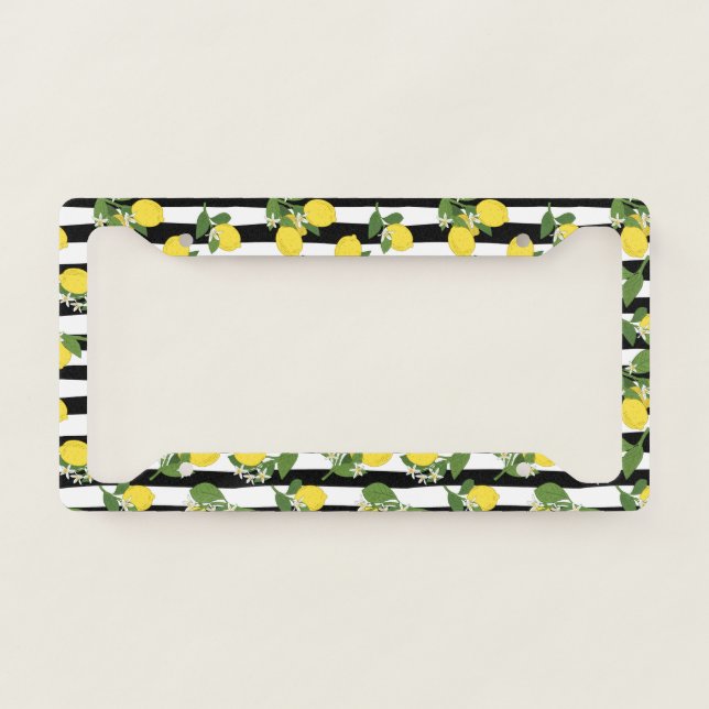 Lemons Lemon Black and White License Plate Frame (Front)