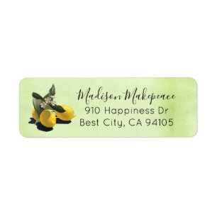 Lemons Lemon Blossoms Green Parchment Personalized Label