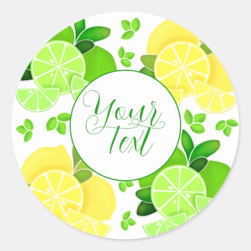 Lemons lime lemon lime slices sunny citrus     classic round sticker
