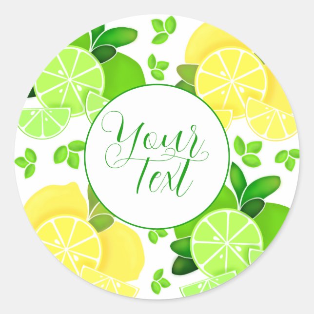 Lemons lime| lemon lime slices sunny citrus     classic round sticker (Front)