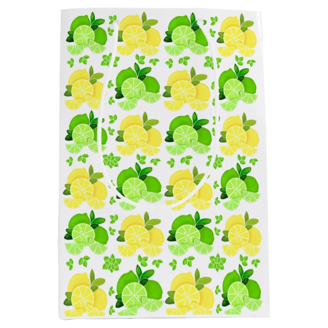 Lemons lime| lemon lime slices sunny citrus    medium gift bag (Front)