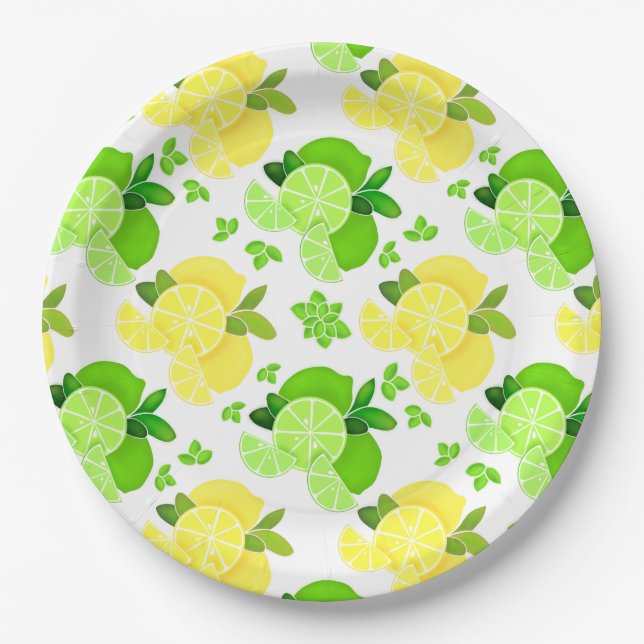 Lemons lime| lemon lime slices sunny citrus    pap paper plates (Front)