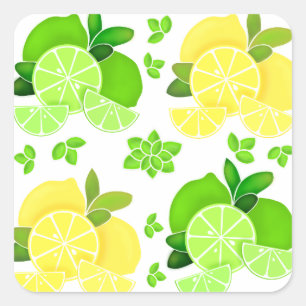 Lemons lime lemon lime slices sunny citrus square sticker