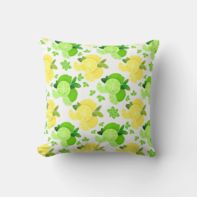Lemons lime| lemon lime slices sunny citrus   throw pillow (Front)
