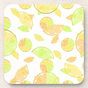 lemons lime orange slices fruit citrus nature beverage coaster