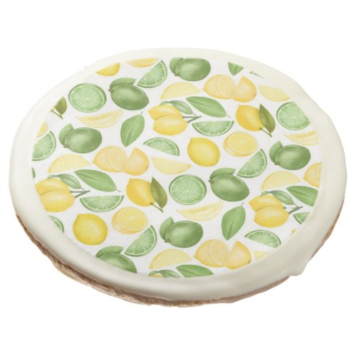 Lemons Limes Pattern Watercolor Modern Simple Sugar Cookie