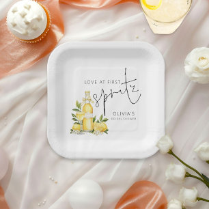 Lemons Love at First Spritz Name Bridal Shower Paper Plates