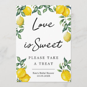 Lemons Love is sweet take a treat favor sign small Invitation