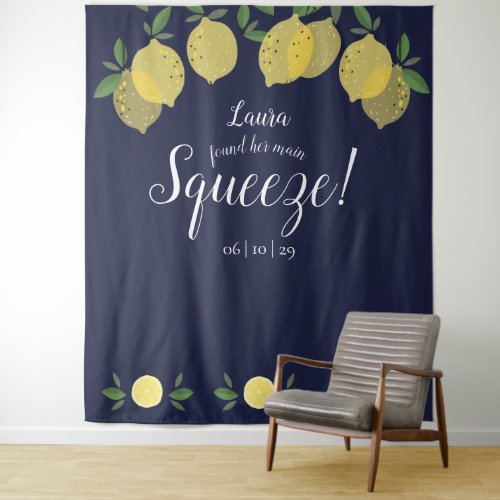 Lemons Main Squeeze Bridal Shower Blue Photo Prop Tapestry