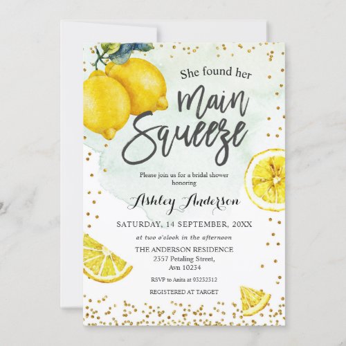 Lemons Main Squeeze Bridal Shower Invitation