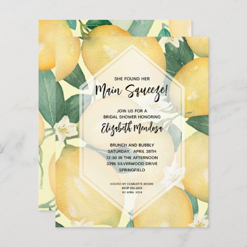 Lemons Main Squeeze Bridal Shower Invitations