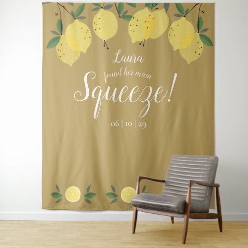 Lemons Main Squeeze Gold Bridal Shower Backdrop