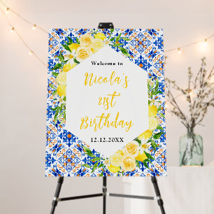 Lemons Mediterranean Birthday Welcome Foam Board