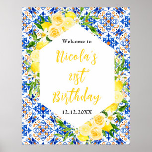 Lemons Mediterranean Birthday Welcome Poster