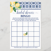 Lemons Mediterranean Bridal Shower Bingo Game Card