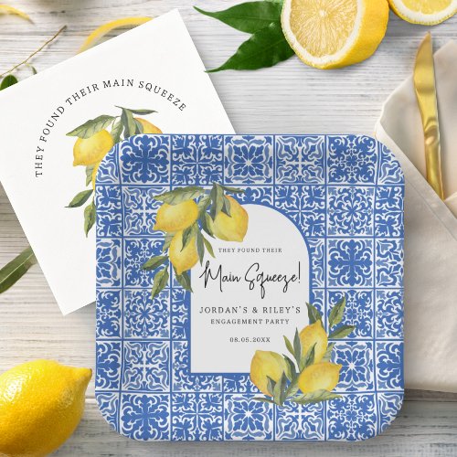 Lemons  Mediterranean Main Squeeze Engagement Paper Plates