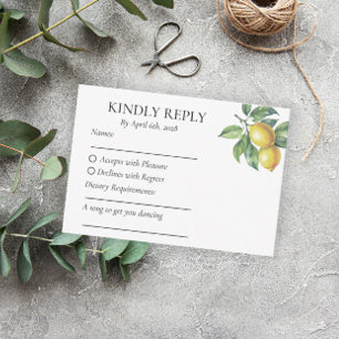 Lemons Mediterranean Sicilian Destination Wedding  RSVP Card