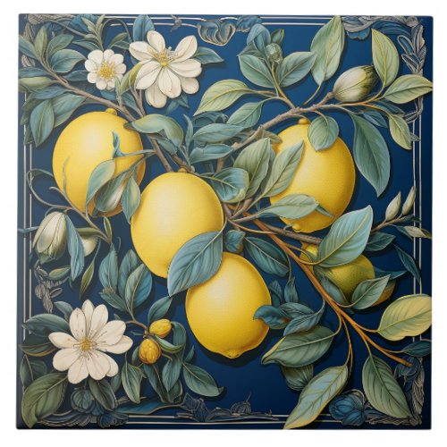 Lemons Mediterranean Summer Citrus Ceramic Tile
