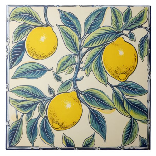 Lemons Mediterranean Summer Citrus Ceramic Tile