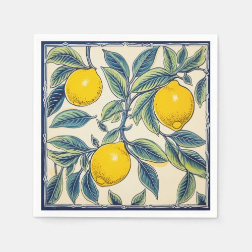 Lemons Mediterranean Summer Citrus Napkins
