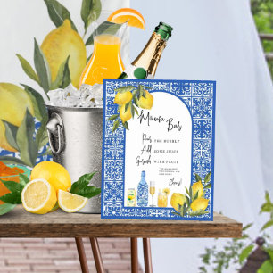 Lemons & Mediterranean Tile Shower Mimosa Bar Sign