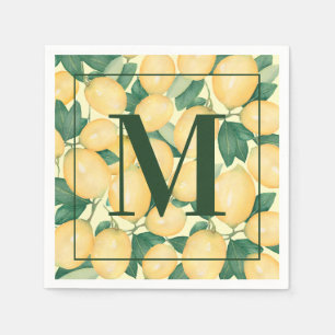 Lemons Monogram Party Napkins