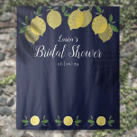 Lemons Navy Blue Bridal Shower Photo Backdrop<br><div class="desc">Featuring lemons greenery on a navy blue background,  this stylish botanical bridal shower photo backdrop can be personalized with your special event information. Designed by Thisisnotme©</div>