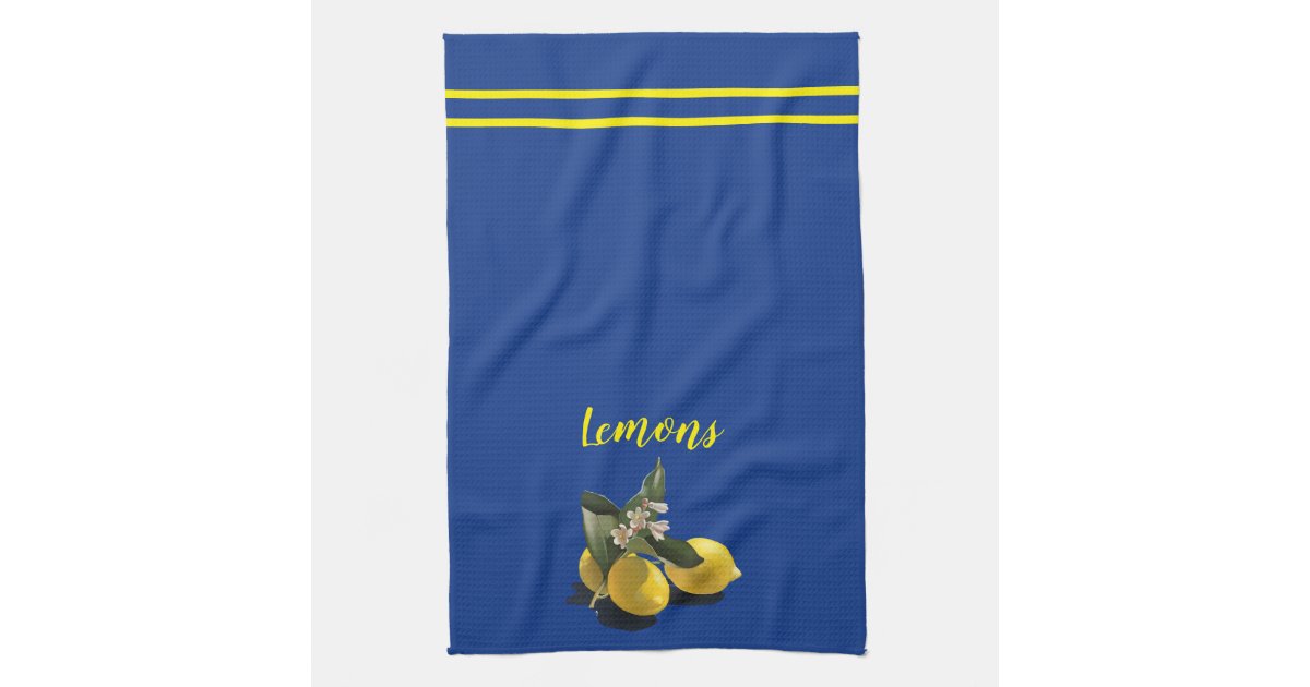 Lemon Pattern Navy Blue Kitchen Towel