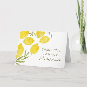 Lemons Olive Branch Yellow Italian Bridal Shower Letterpress Thank You Card