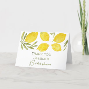 Lemons Olive Branch Yellow Italian Bridal Shower Letterpress Thank You Card