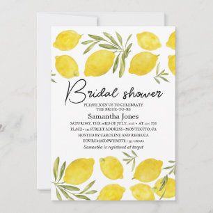 Lemons Olive branch Yellow Rustic Bridal Shower Invitation
