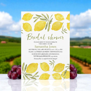 Lemons Olive branch Yellow Rustic Bridal Shower Invitation
