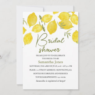 Lemons Olive branch Yellow Rustic Bridal Shower Invitation