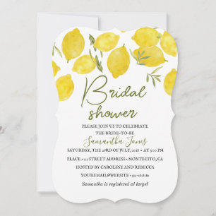 Lemons Olive branch Yellow Rustic Bridal Shower Invitation