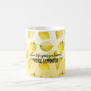 Lemons ombre watercolor inspirational quote coffee mug