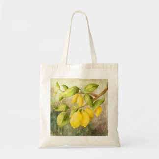 Lemons on a branch painting tote bag