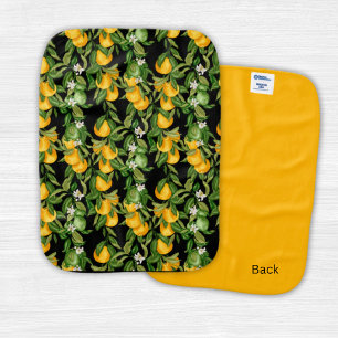 Lemons on Black Baby Burp Cloth
