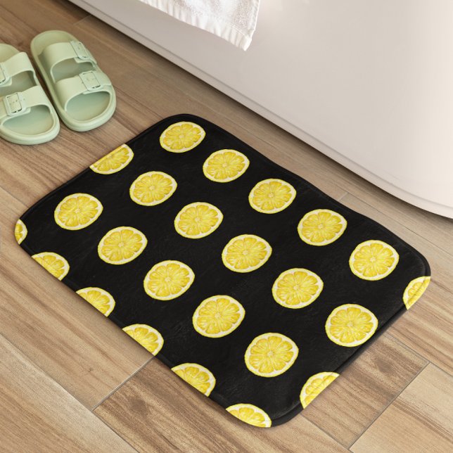 Lemons on Black Bath Mat (Creator Uploaded)