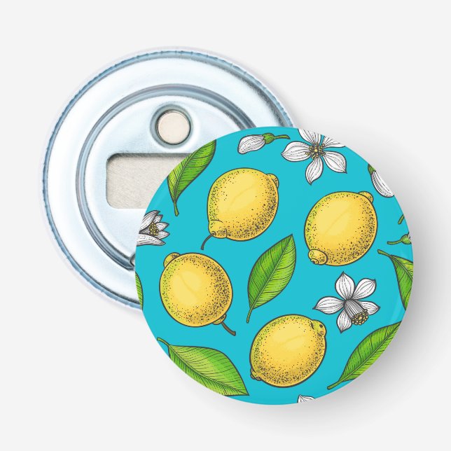 Lemons on blue bottle opener (Front)